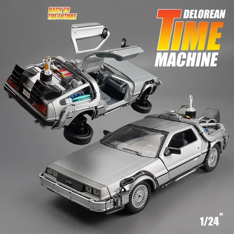 Welly 1:24 DMC-12 Delorean Back To The Future Time Machine Diecast Alloy Model Car Metal Car For Kid Boy Toy Gift Collection