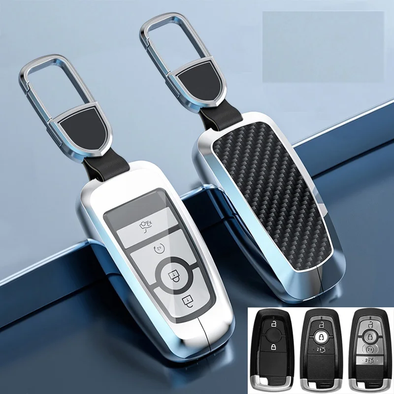 Carbon Fiber Alloy TPU Car Remote Key Case Cover For Ford Fusion Mondeo Mustang Edge Expedition EXplorer F-150 F-250 F-350