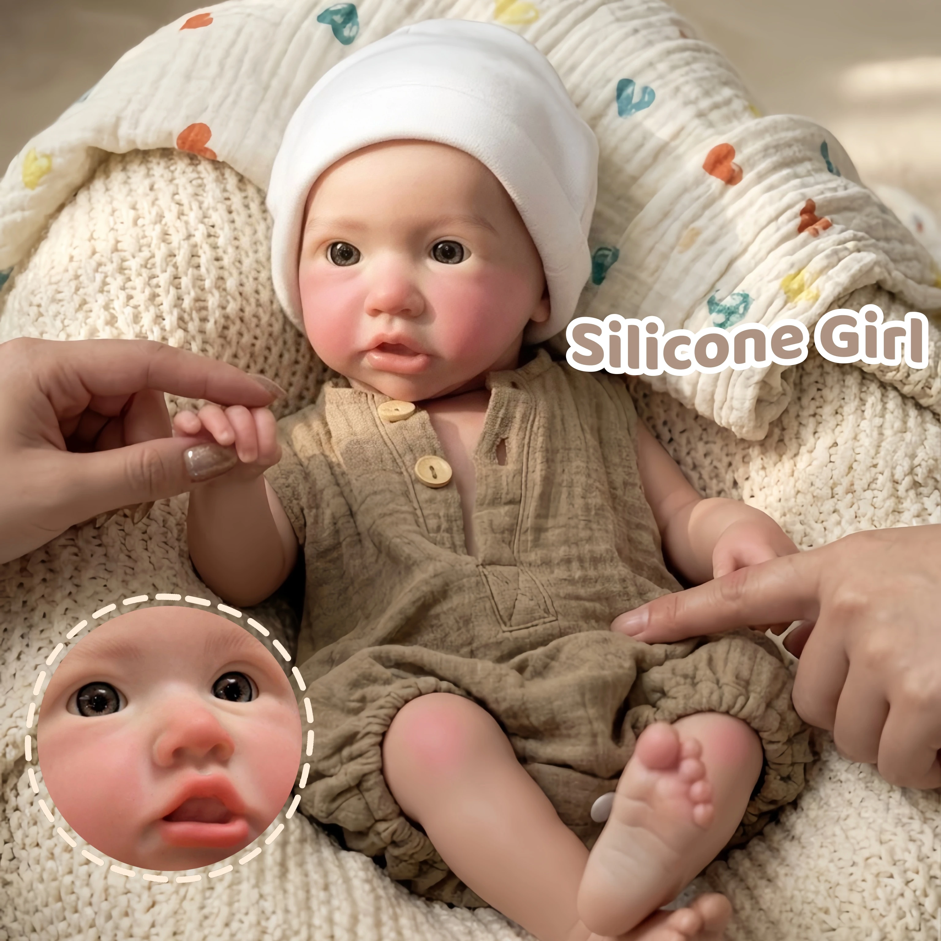 Muñeca Reborn de Silicona de 18 Pulgadas, Piel Pintada a Mano Realista, Atuendo Adicional, Regalo Premium para las Fiestas, Bebé Reborn de Silicona