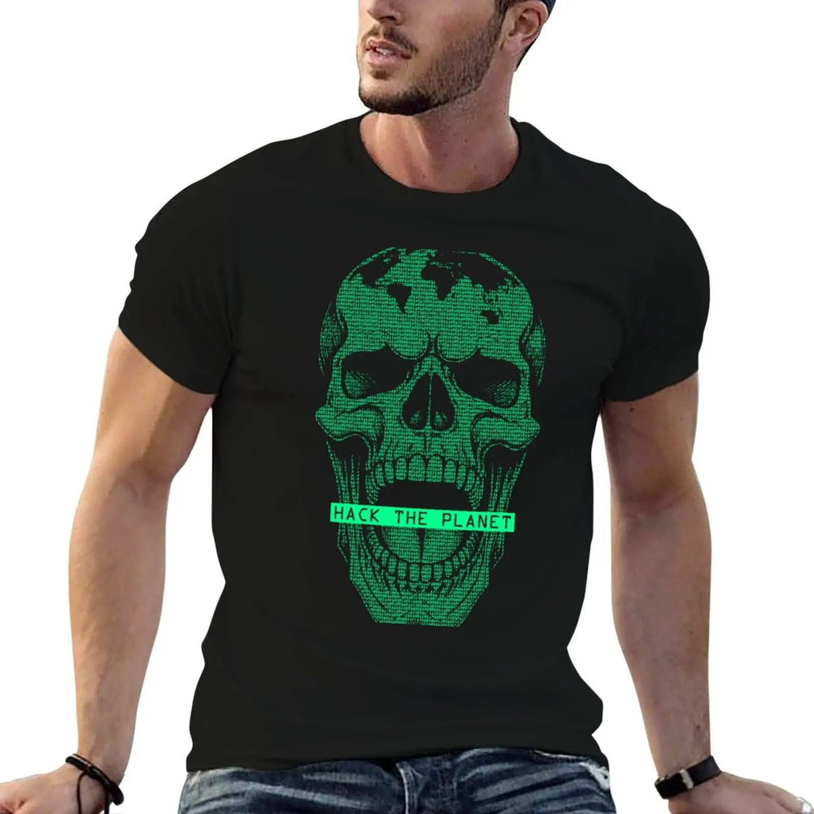

Skull t shirts shirts The graphic t Binary Hack designer Hacker Computer man Code T-Shirt Planet Earth