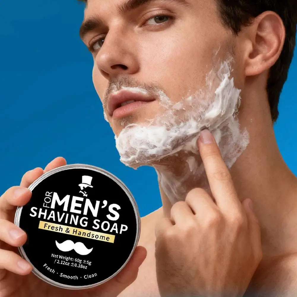 Men's Shaving Soap Containing Mint Extract and Olive Fruit Oil The Foam Thick Fine Easy to Soften the Base of the Beard