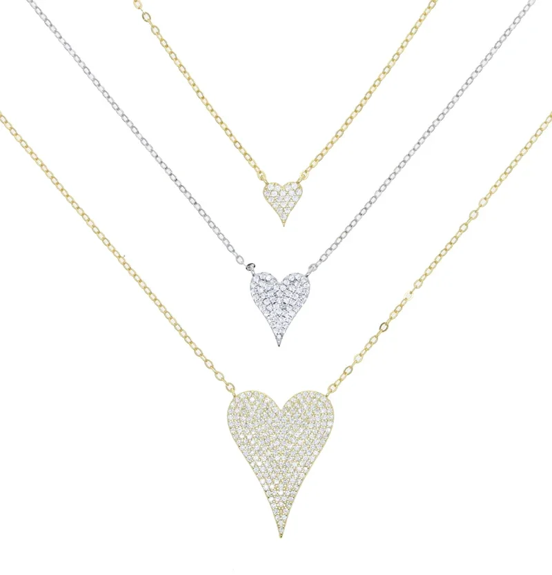 100% 925 Sterling Silver Micro Pave Cz Heart Necklace Bling Cubic Zirconia Valentines Gift for Lover Elegance Romantic Jewelry - Image 6