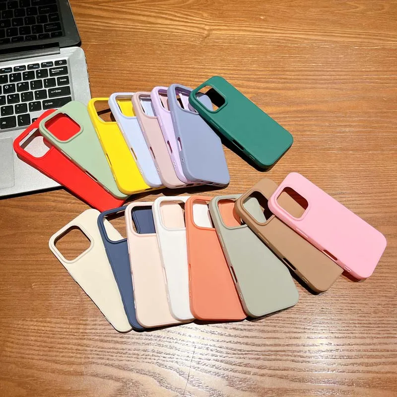 Fashion Candy Color Phone Case for Iphone 16 15 13 14 Pro Max 16Pro Camera Bumper Shockproof Protect Soft Silicone Cover