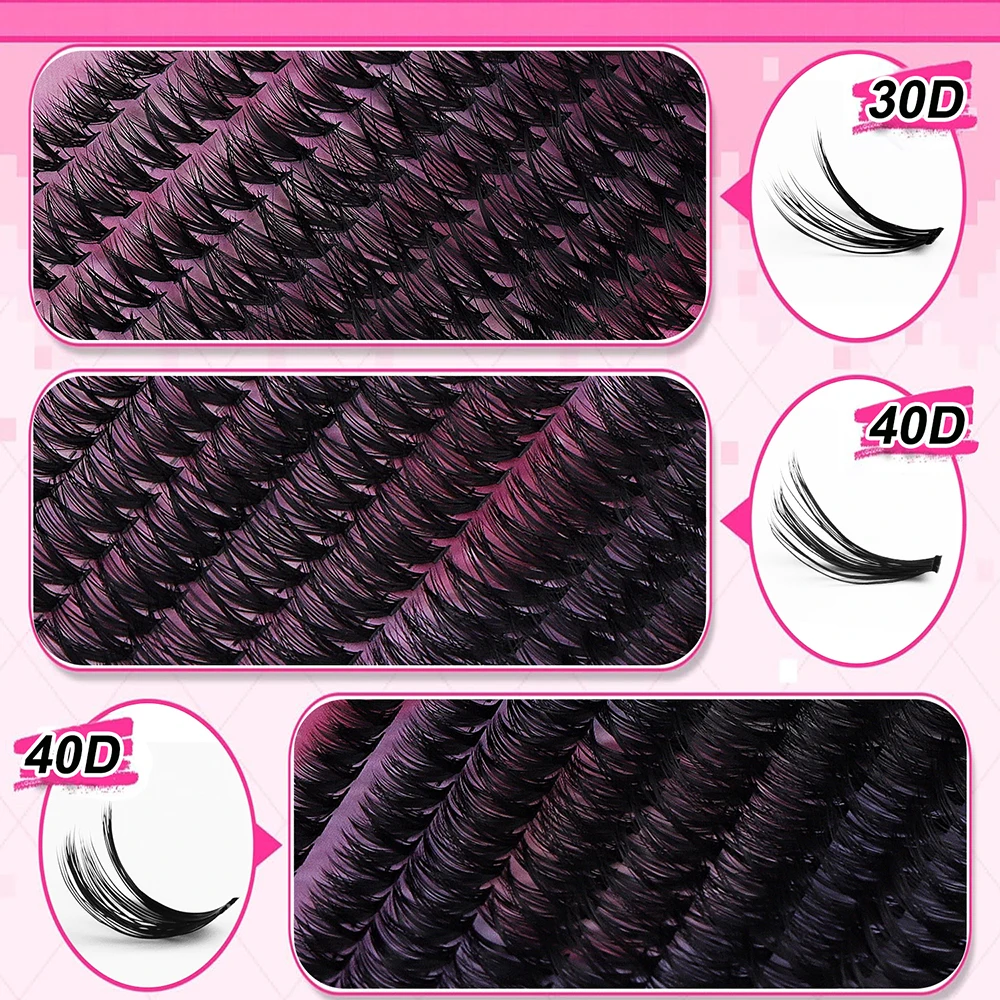 DIY 5D Fluffy Lash Clusters 50D 80D 100D Thick Eyelash Clusters D/DD Curl Wispy Individual Lashes 9-16mm Eyelash Extension