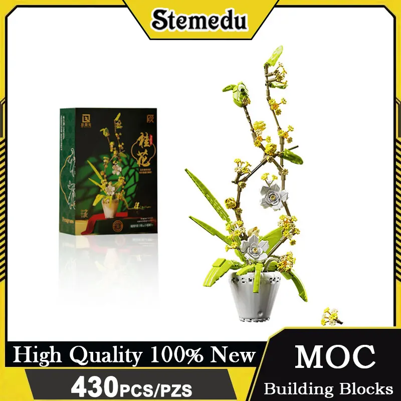 

430 шт., букет ароматизаторов с османтусом, строительные блоки, имитация растений, ботаническая коллекция, цветочное украшение, домашний офис, кирпич, подарок