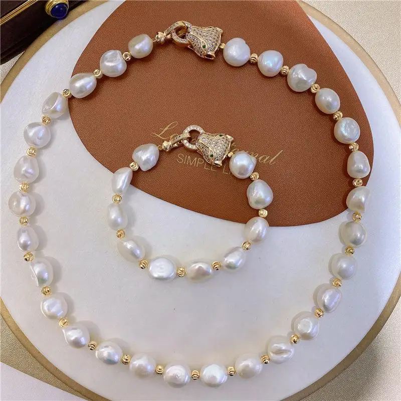 10-11mm Classic Baroque Pearl Jewelry Sets Natural Freshwater Pearl Choker Necklace Bracelet For Women Fashion Gifts