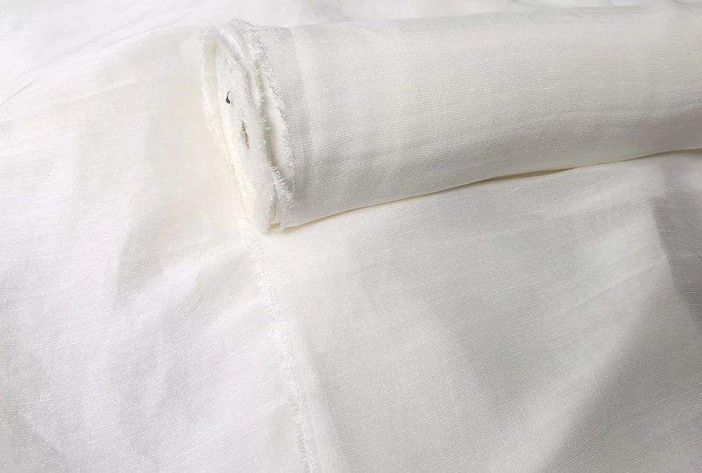 Mulberry Silk Linen 54\'\' Wide By Meters Natural White Silk Flax Fabric Slubbed