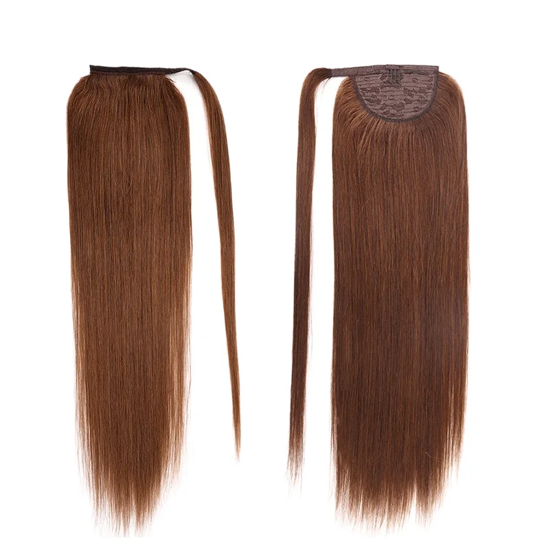 Extensions de cheveux naturels Remy avec Clip, queue de cheval, lisses, blondes, brunes, noires, 12 à 26 pouces