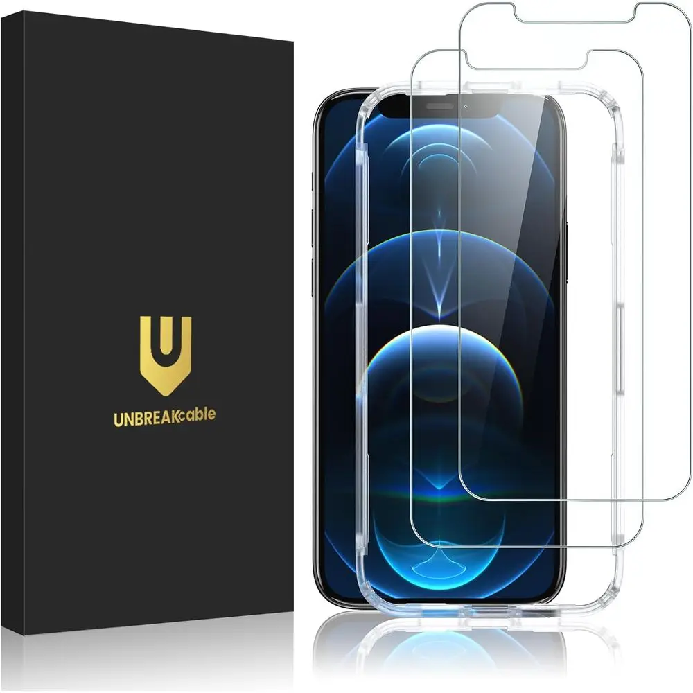 

2-Pack Tempered Glass Screen Protectors for iPhone 12/12 Pro - 9H Hardness, 99.99% Clarity, Easy Install, Case Friendly