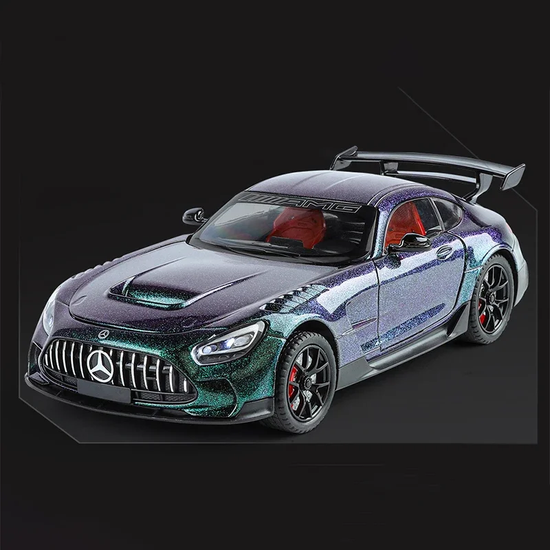 1:24 Benzs AMG GTR Alloy Die Cast Toy Car Model Sound and Light Pull Back Children's Toy Collectibles Birthday gift