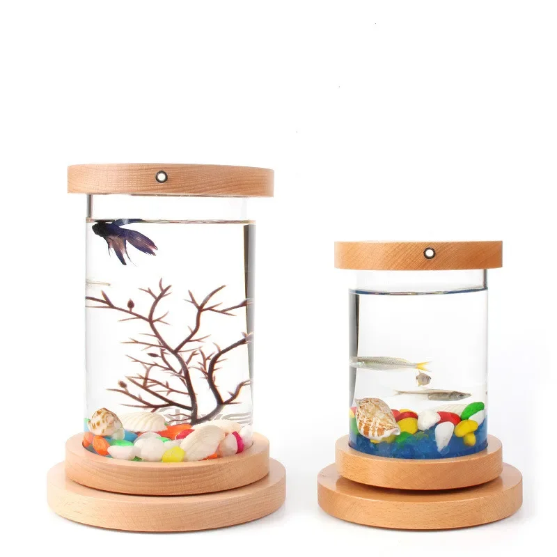 1PCS Desktop Ecology Bottle Creative Gift Office Microscape Cylinder Rotation Desktop Fish Tanks Aquarium Tank NEW ARRIVAL