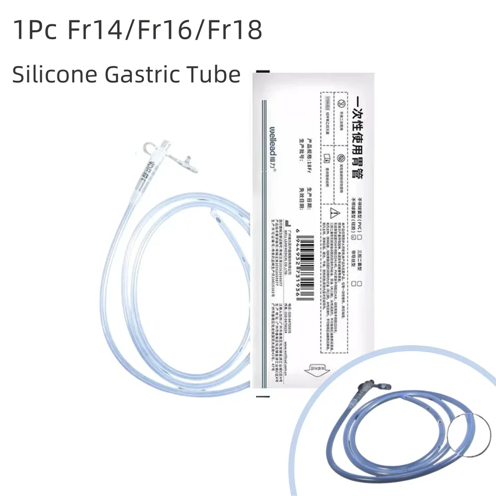 

1Pc Fr14/Fr16/Fr18 Disposable Silicone Gastric Tube Nasal Feeding Tube Medical Nasogastric Tube Clear Silicone Hose