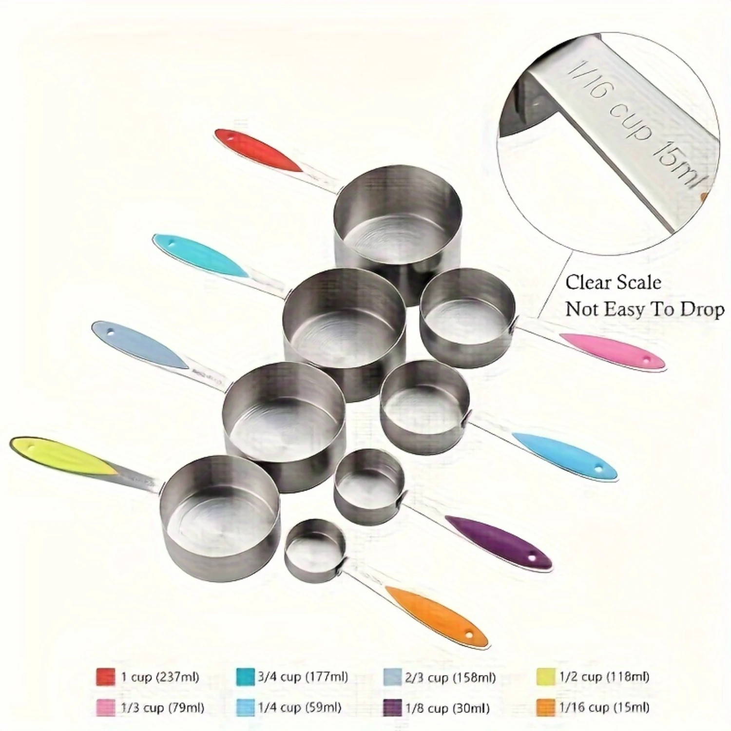 16-Piece Stainless Steel Measuring Cups & Spoons Set - Essential Baking Tools for Pro Chefs, Double-Ended Design - Durable and P