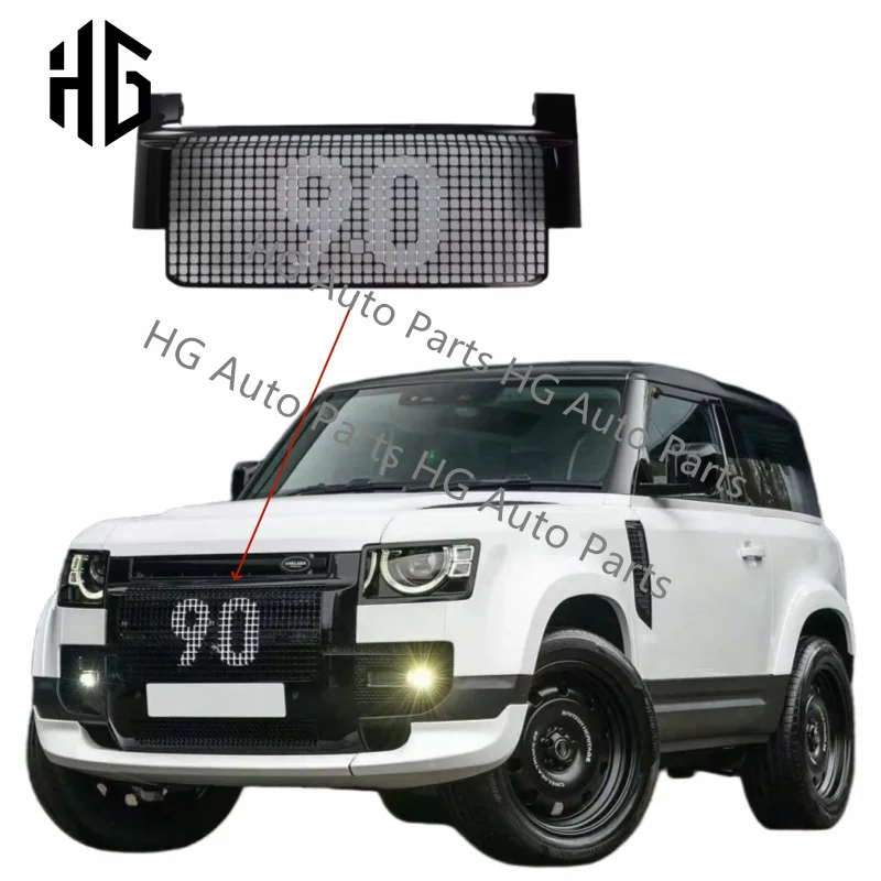 

Modified Khan Style Car Grille For Land Rover Defender 90 110 130 Front Bumper Grill Car Mesh Exterior Accessories PP Materials