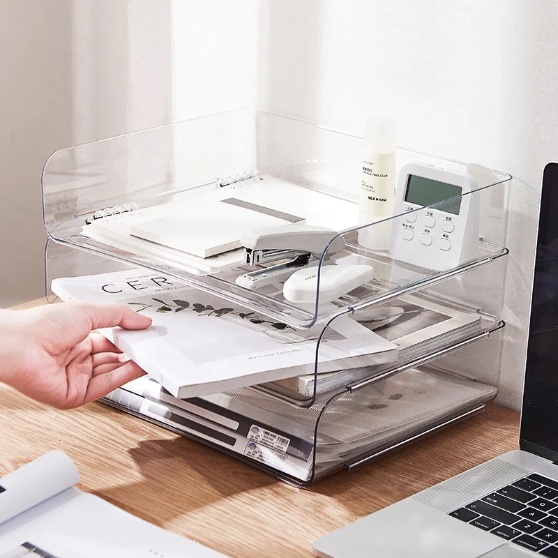 Office Desktop Organizer A4 Paper Drawer Storage Box Stackable File Cabinet Pen Holder Document Case Holder A4 Size Storage Box