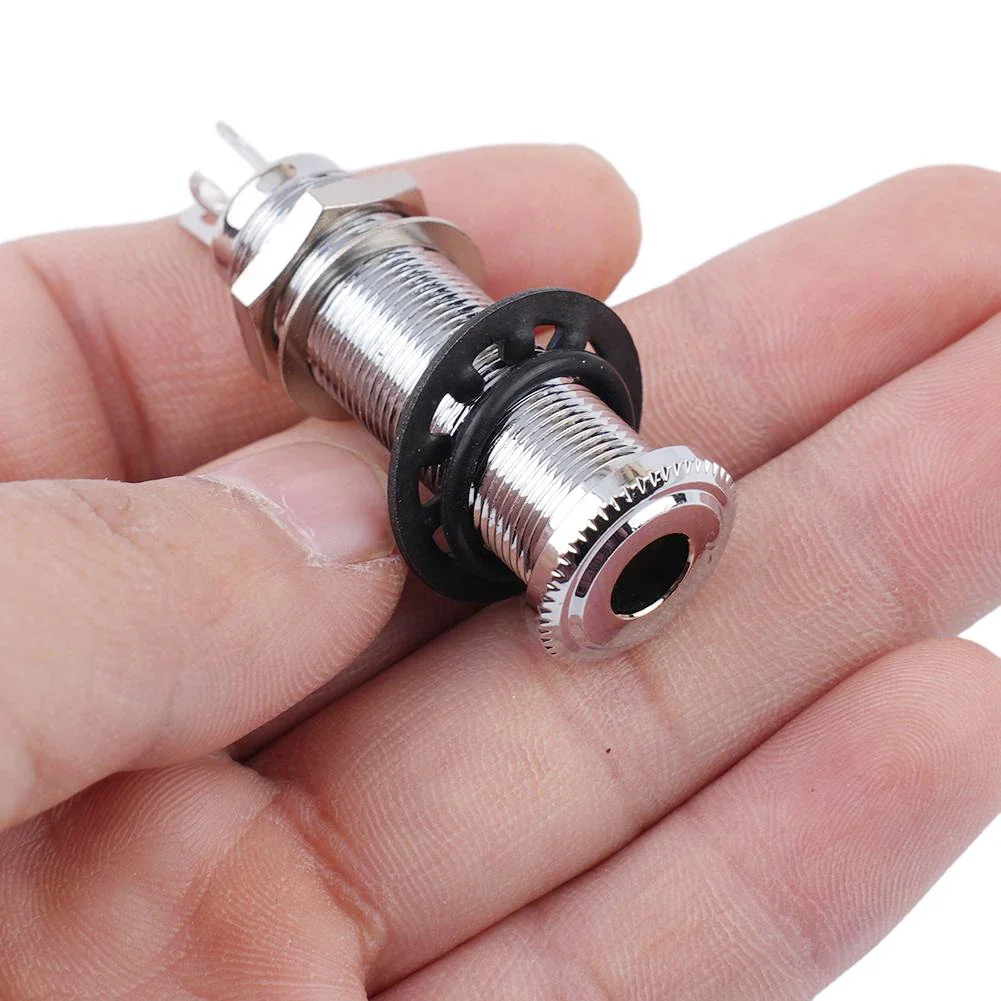 Electric Guitar Bass Parts 6.35mm Stereo Output Input 1/4 Inch Jack Socket Plug Brass Straight Ribbed Tube Style Jack Anti-noisy