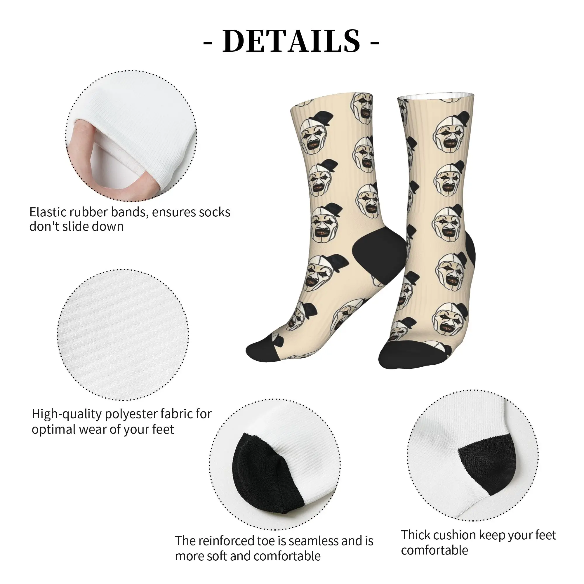 Terrifier  Art the Cloud Socks  Korean Stockings Men Soft Breathable Cycling Socks Winter Design Non Skid Socks