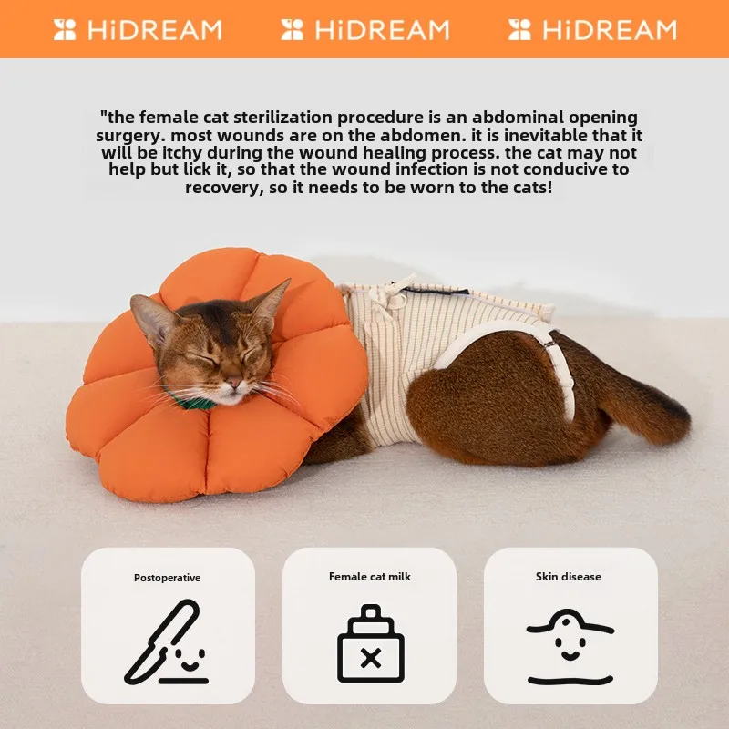 HiDREAM-Cat Sterilization Suit, Female Cat Weaning, Postoperative, Anti-licking, Recovery Clothes, Cat Surgical Suit