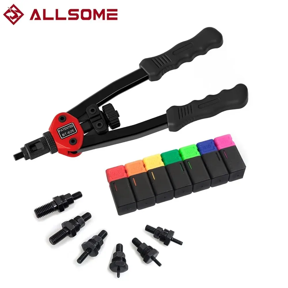 Allsome BT-605 리벳 건 공구, 수동 맨드릴, 리벳 너트 공구, M3 M4 M5 M6 M8 M10 M12 HT2597, 핸드 인서트