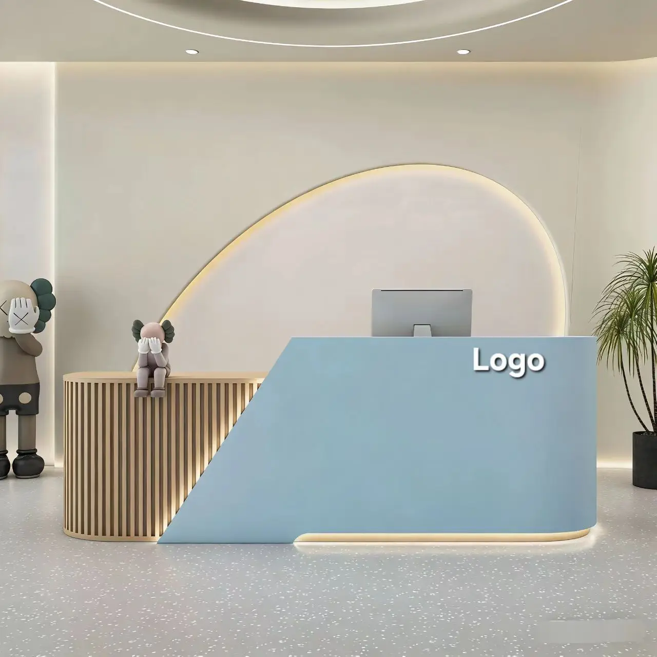 

bm Luxurious Reception Desk Modern Minimalist Style Reception and Color Customizable LED Strip Lights Stylish Office Supplies&