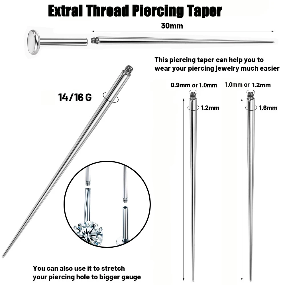 14/16/18G Curved Taper Insertion Pin Tool for Body Piercing