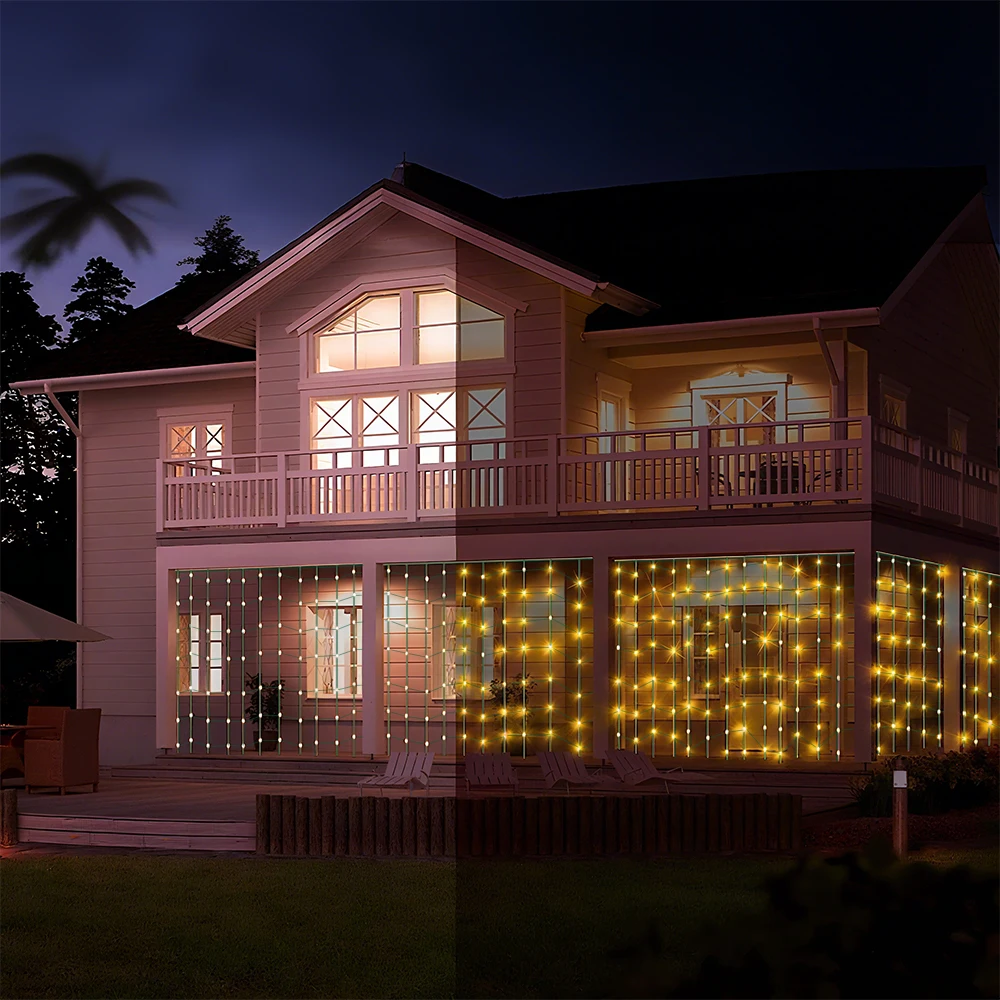 في الهواء الطلق شبكة ضوء RGB + IC شبكة ذكية ضوء DIY الرسم 400 المصابيح 64 طرق IP67 مقاوم للماء مناسبة ل فناء أضواء الحديقة