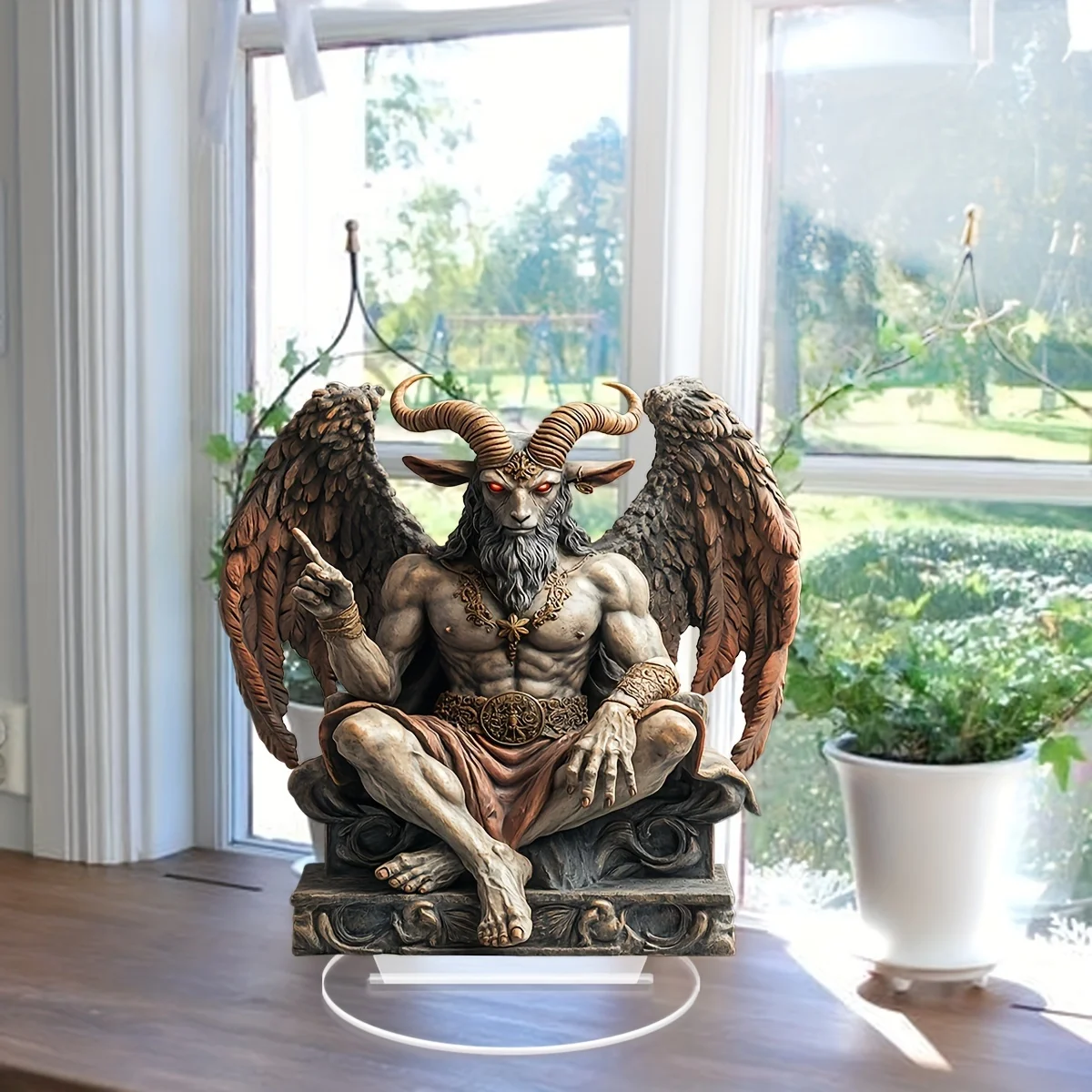 

Bafengte Mendes Sacred Goat Statue, Acrylic Tabletop Multifunctional English Courtyard Logo And Bracket, Suitable Home, Office