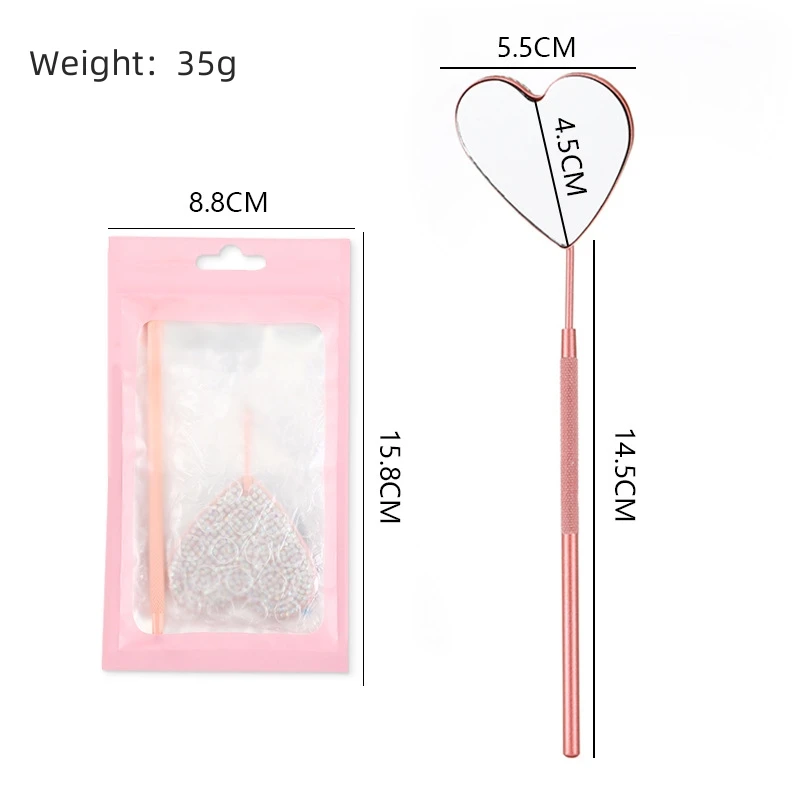 1pcs New Heart Shape Multifunction Eyelash Mirror With Diamond For Checking False Eyelashes Extension Beauty Makeup Tools