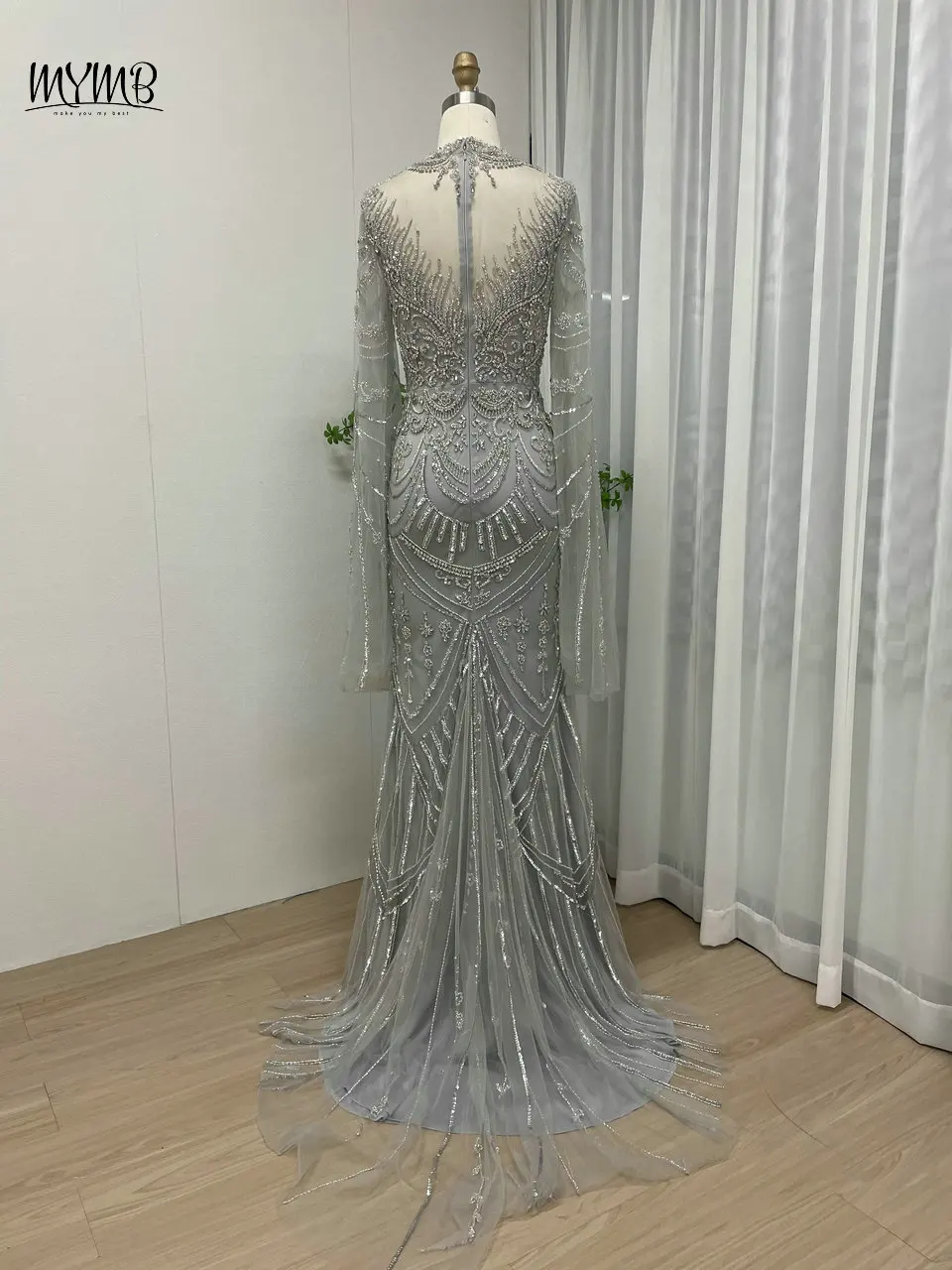 MYMB Arabic Gorgerous Cape Sleeves Lace Evening Wedding Gowns Dubai Exclusive Beaded High Neck Muslim Women Prom Party Dresses