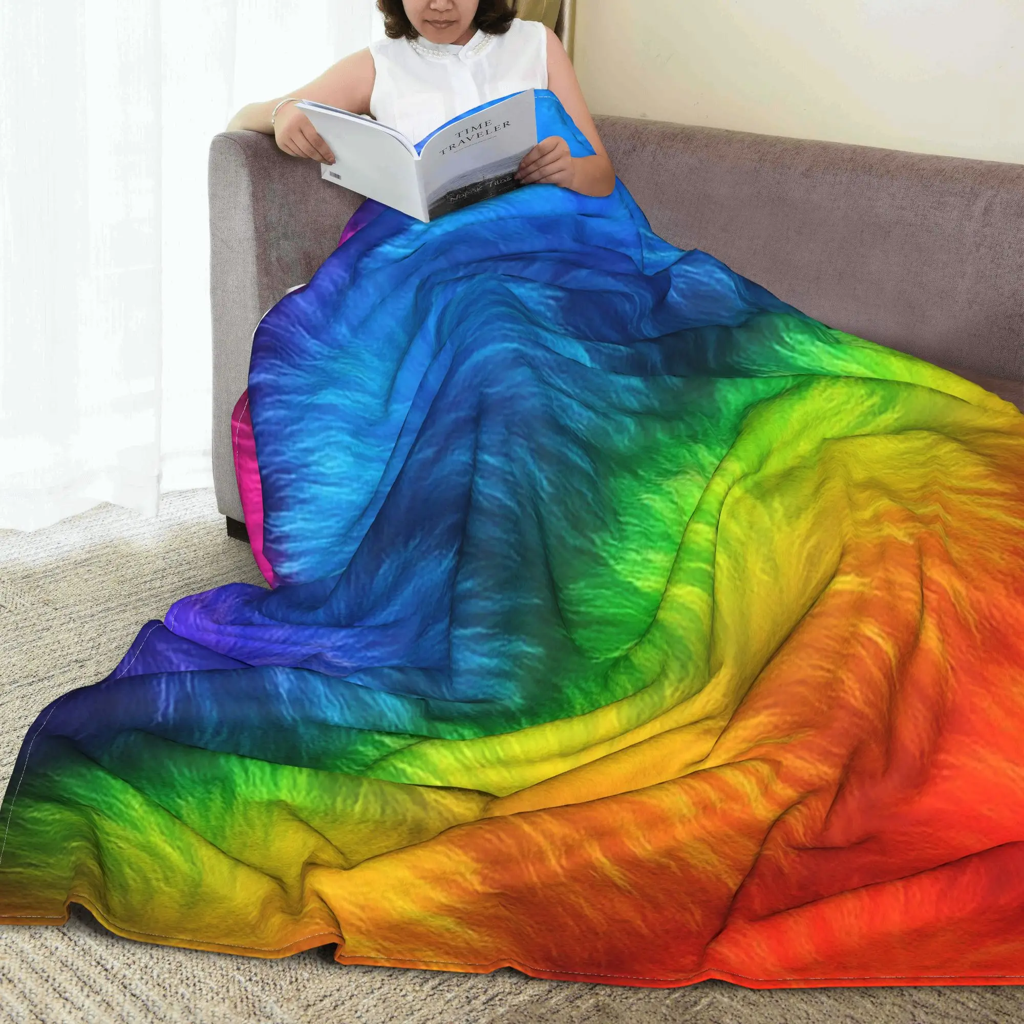 

Парадное одеяло с помпоном Rainbow Spirits, легкое фланелевое одеяло для дивана для дома, спальни, уличные пледы, покрывало, одеяло