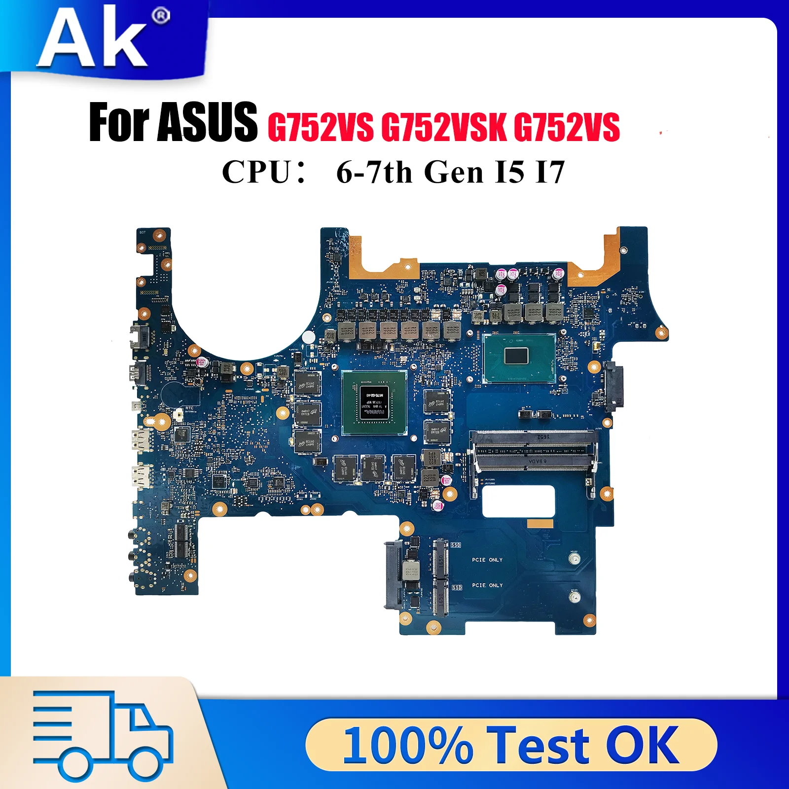 

G752VS Материнская плата для ноутбука ASUS ROG GL752VW G752VS G752VSK G752V GL752VL Материнская плата для ноутбука с процессором I5 I7 100% tests OK stk