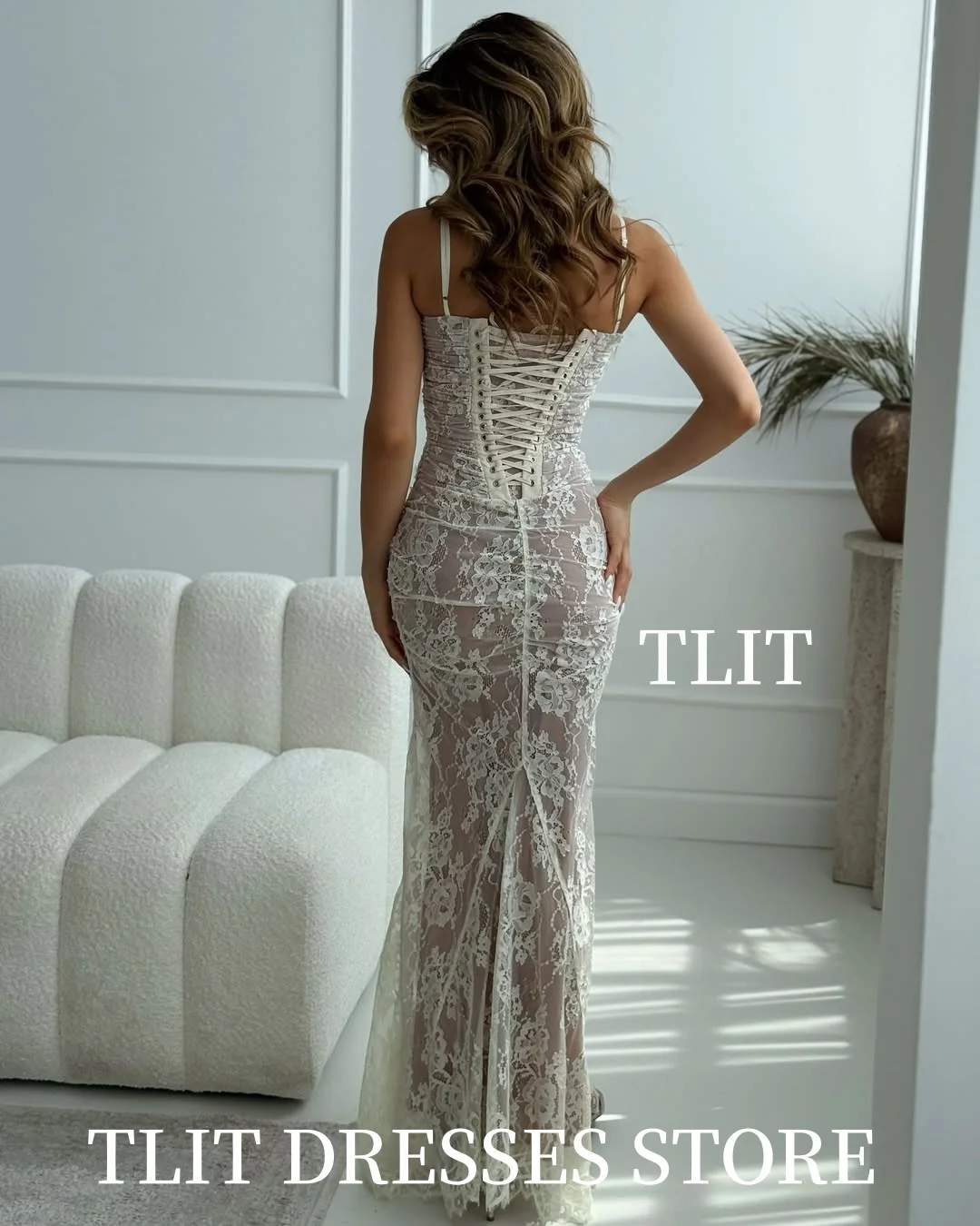 TLIT Luxurious Lace Mermaid Wedding Dresses Customized Deep Strapless  فساتين زفاف Long Lace Bolero Corset Gowns