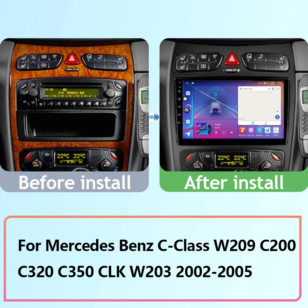 Car GPS Navigation For Mercedes Benz C-Class W209 C200 C320 C350 CLK W203 2002 - 2005 Android Auto Radio Multimedia Video Player