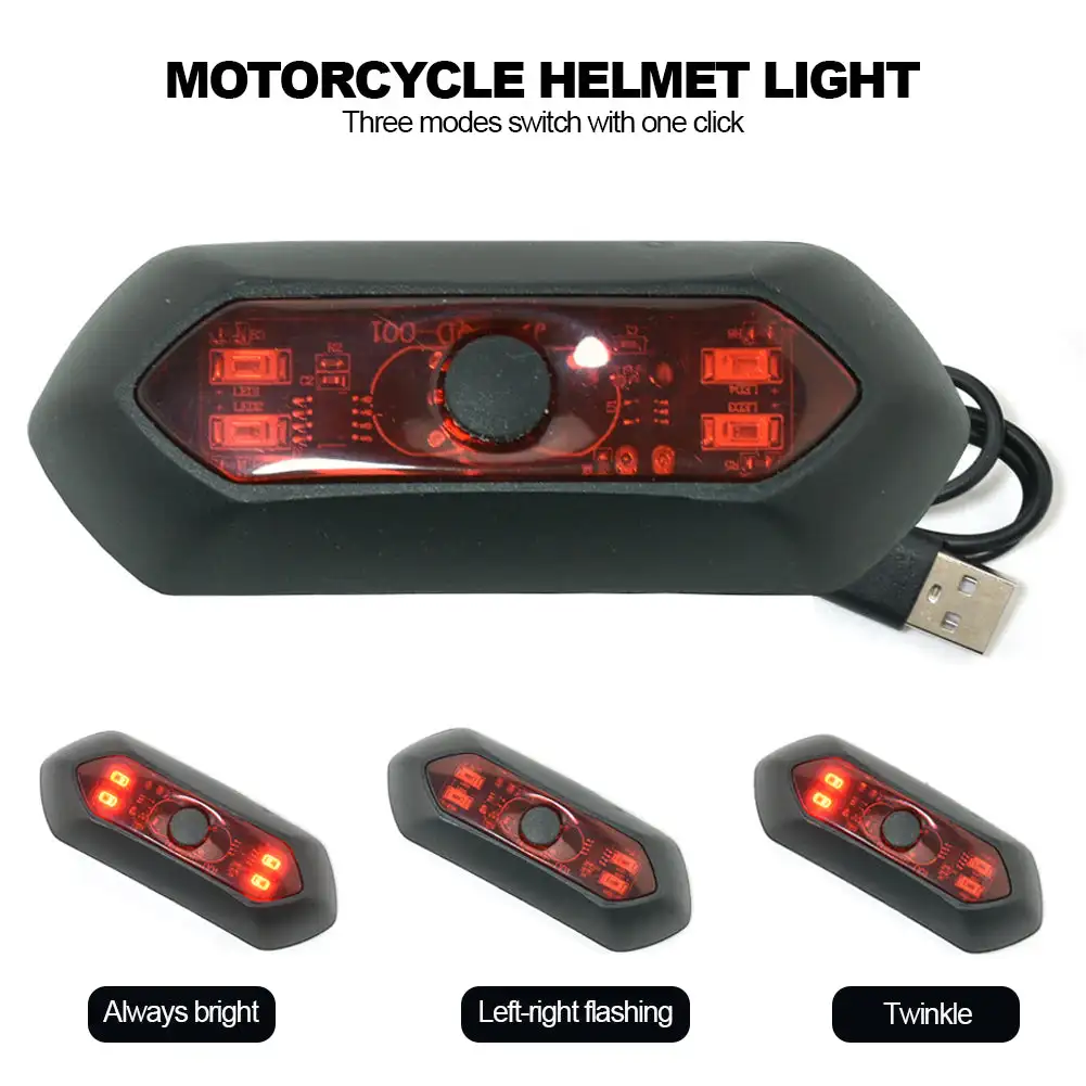 4 Led Helmet Rechargeable Motorcycle Bicycle Taillight Warning Light High Bright Flashing Waterproof with 3 Modes USB Light