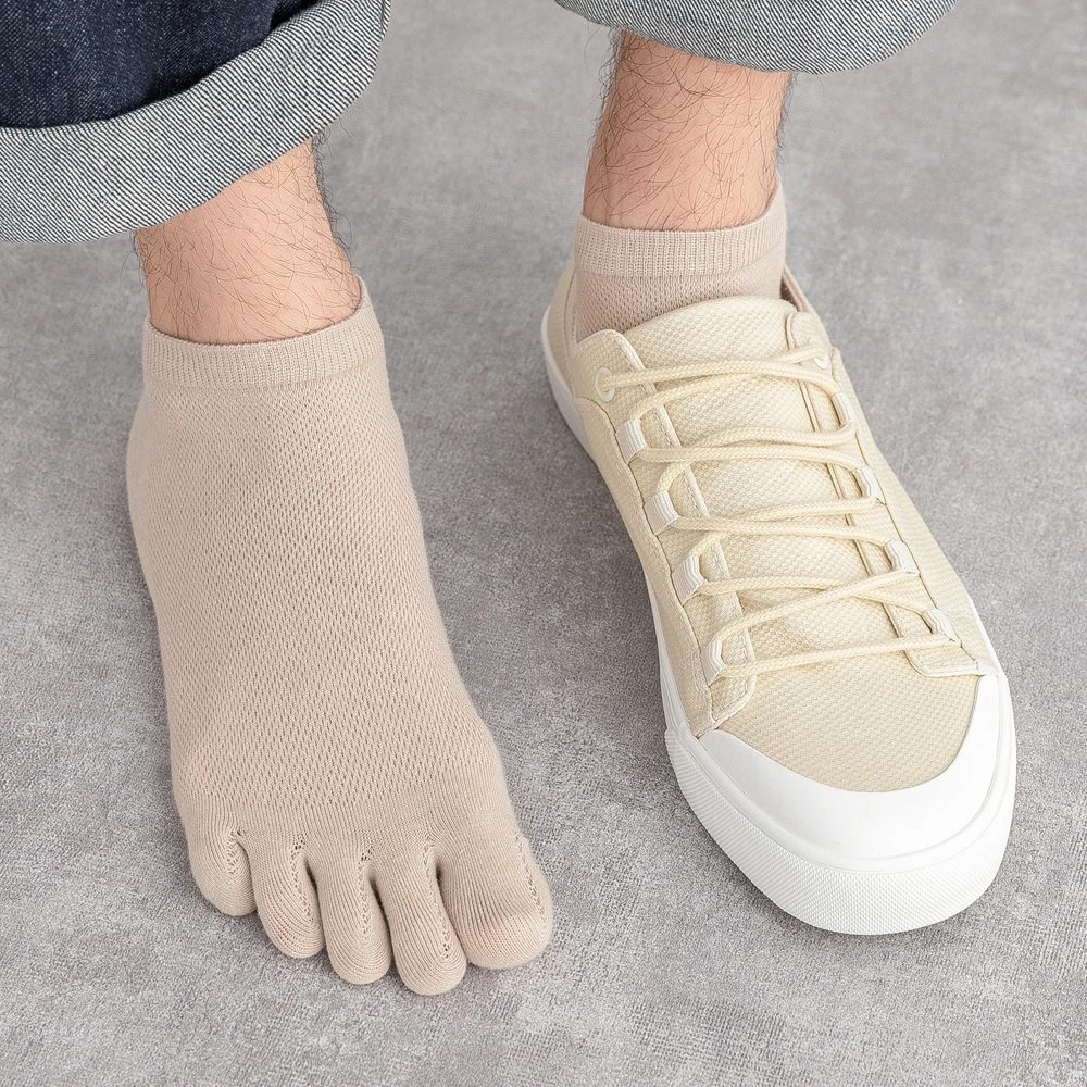 6 Pairs Summer Mesh Socks Men Five Finger Socks Cotton Low Cut Ankle Toe Socks With Separate Fingers No-Show