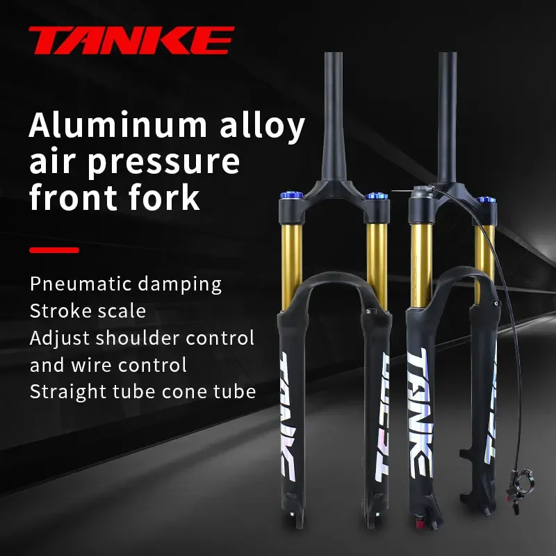 TANKE Bike Fork Rebound Adjustable MTB Air Front Suspension 26/27.5/29 Inch 120mm Travel Quick Release Fork Bicycle Accessories