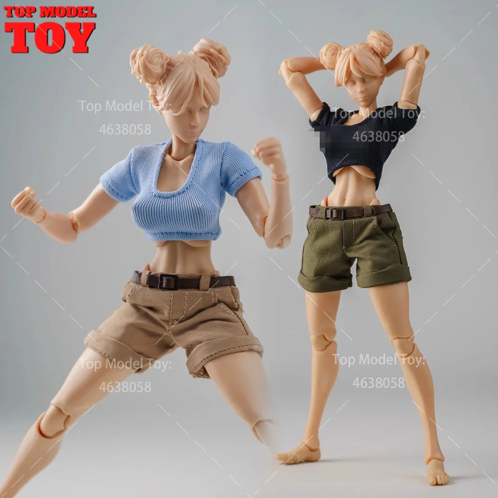 

1/12 Scale Tight Short T-shirt Casual Shorts Clothes Accessory Model fit 6'' Romankey Female Soldiers Action Figure Body Dolls