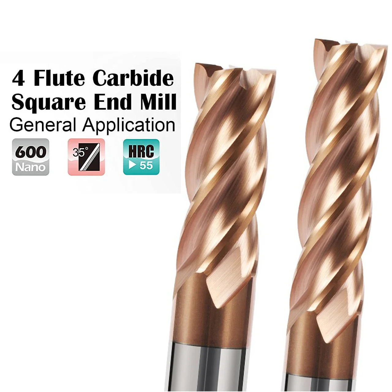 

4 Flute End Mill HRC55 Carbide Tungsten Steel Milling Cutter Square Router Bit With Coated CNC Cutting Tools for Metal