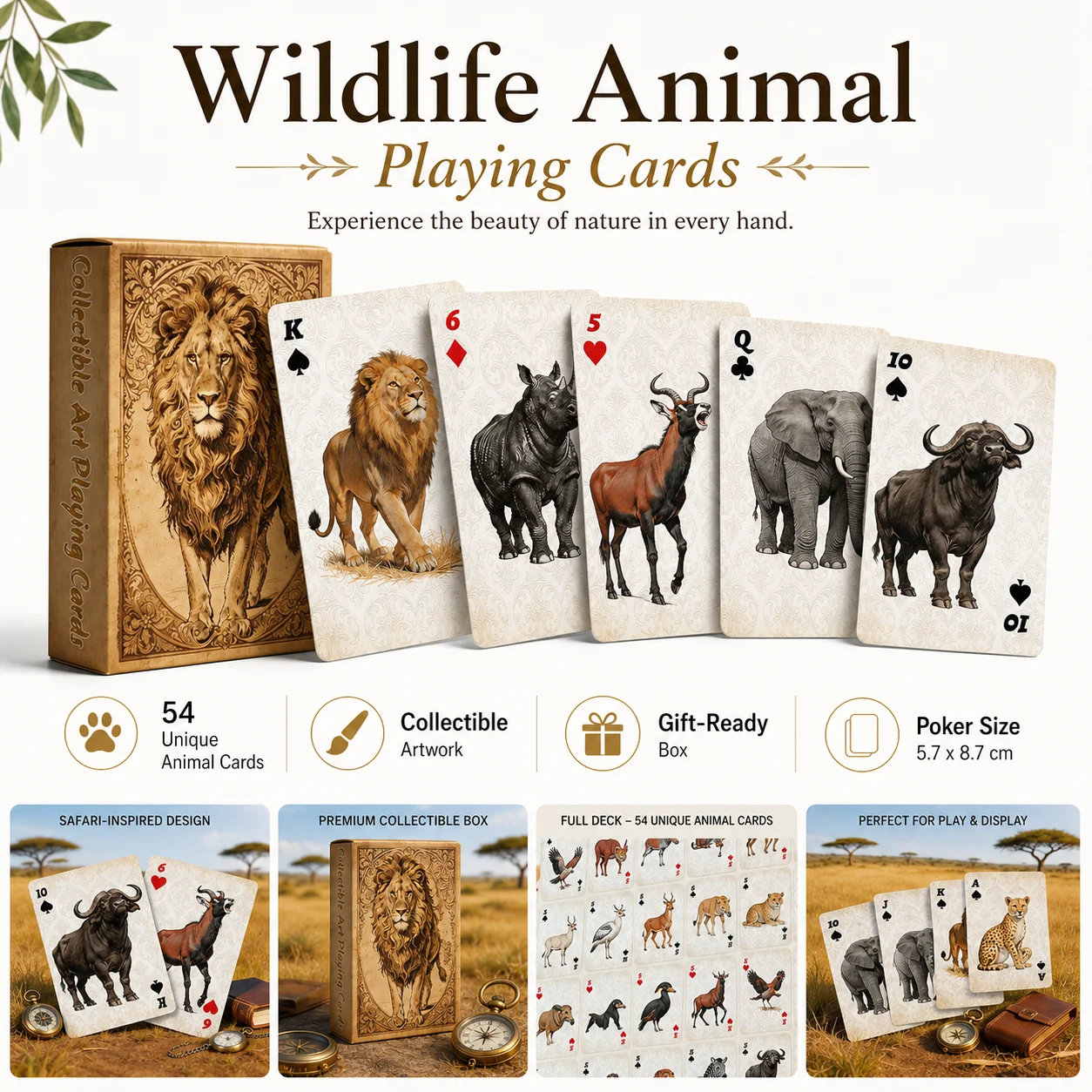 1A set Vintage Wildlife Animal - Vintage Collectible Playing Cards ulasan dan harga