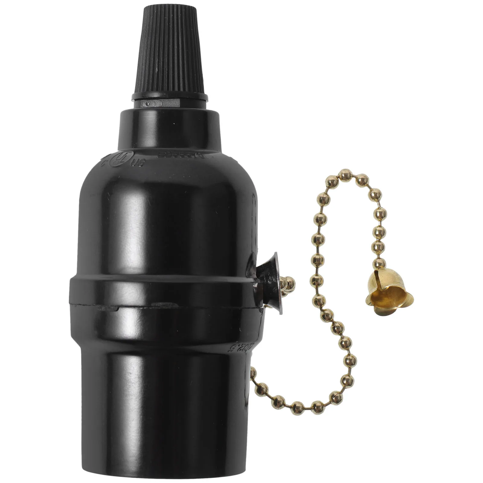 

American Style E26 Pull Chain Lamp Holder 250V250W Golden Socket Base for Ceiling Light Compatible Bulbs Easy Install Black