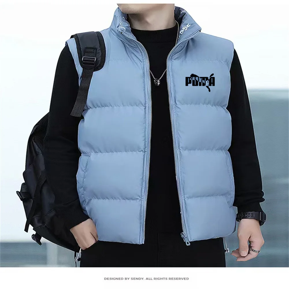 Men's down cotton vest coat warm sleeveless jacket winter zipper coat autumn stand collar casual vest clothing double-sided wear