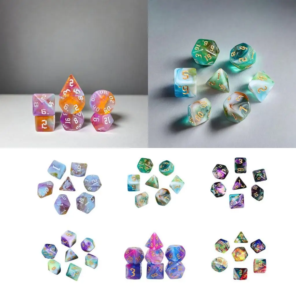 

Polyhedral Dices Set Acrylic Casino Game Multi Sided Dice Collection for Math Learning and Tabletop Games