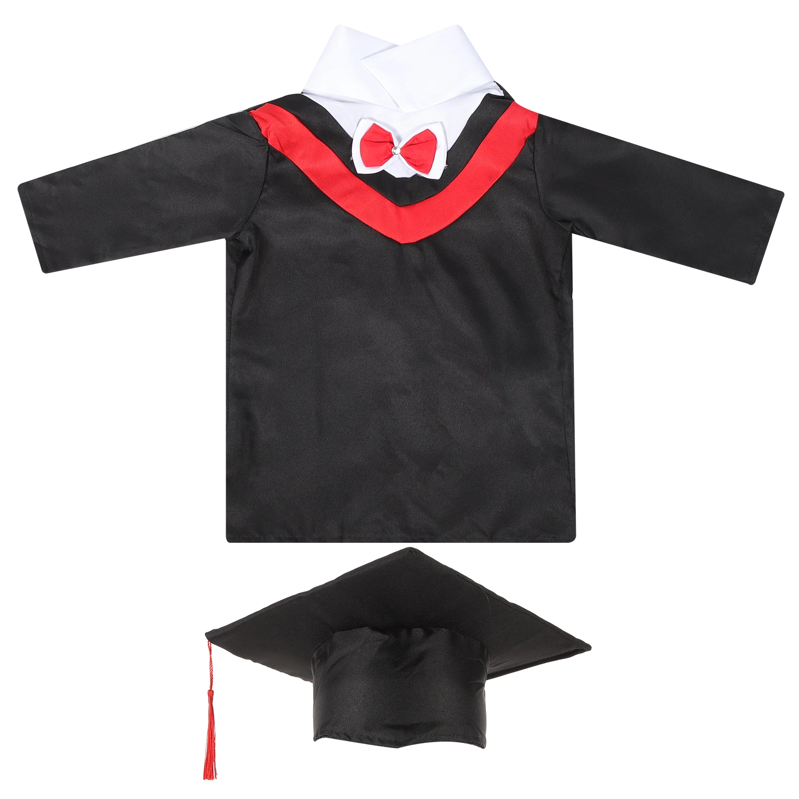 

Kids Doctoral Gown Set 130cm Smooth Material Comfortable Wash Graduation Photograph cosplay School Gathering Party Props