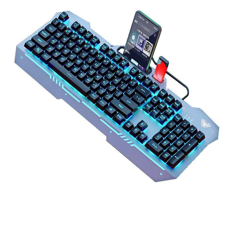 Teclado con cable F3010, juego de suspensión de sensación mecánica, colorido, luminoso, Notebook, Esports, soporte para comer pollo, resistente al agua