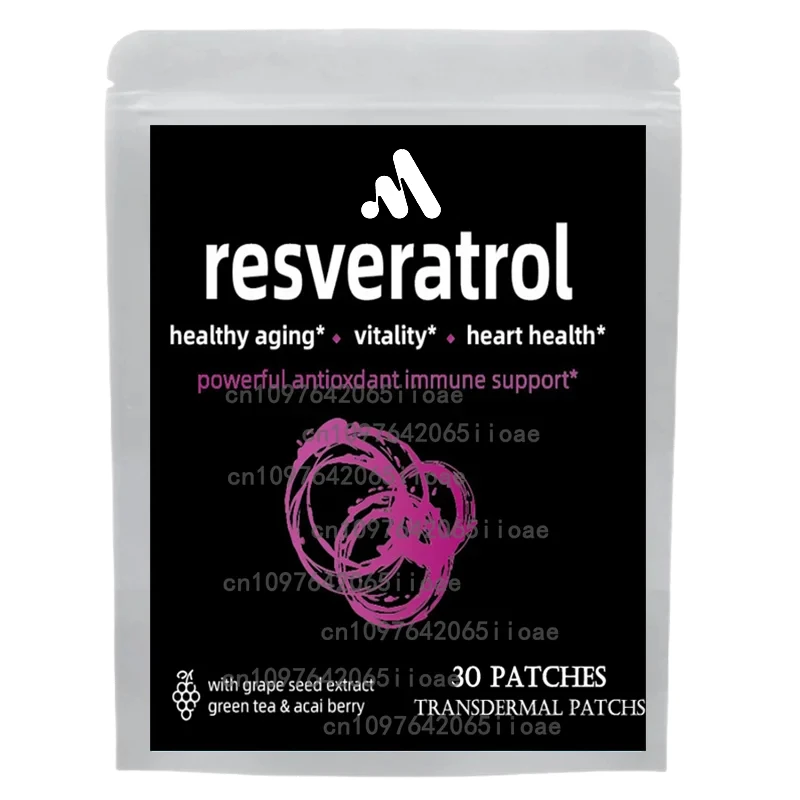 

30 Patches Resveratrol with Grape Seed Extractgreen Tea & Acai Berry Extract Maximum Strength Transdermal Patch Anti-aging