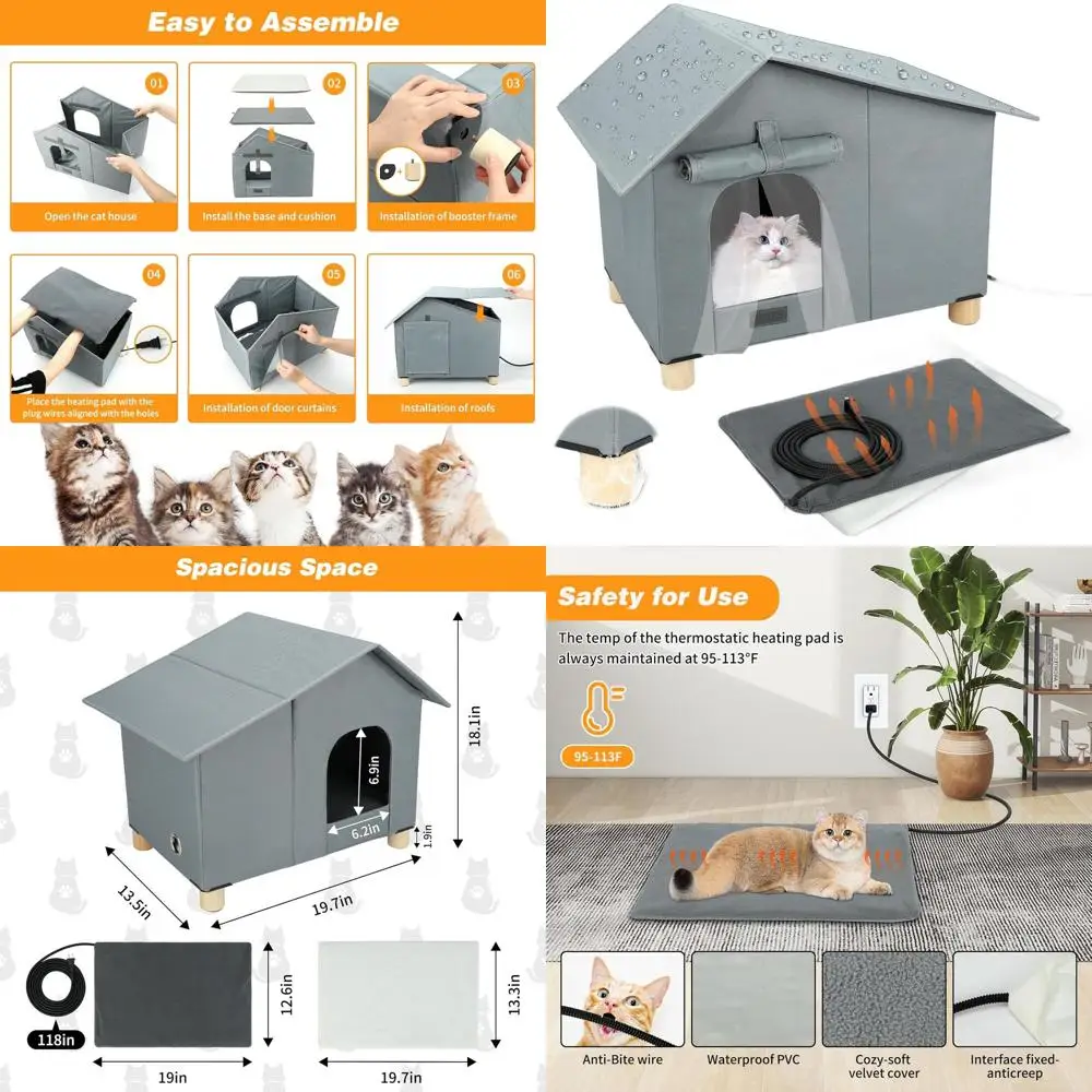 

Утепленный уличный домик для кошек с электрической грелкой для защиты от холодной зимы