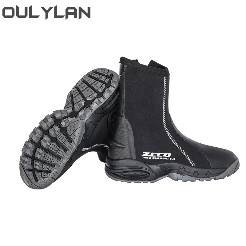 Oulylan 5mm Neoprene Keep Warm Diving Boots Scuba Diving Snorkeling Water Shoes High-top Non-slip Spearfishing Hunting Shoes