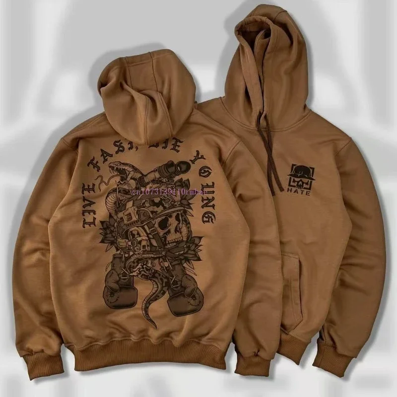 Solid Color Cotton Black Pullover Hoodie Men Women Personality Pattern Printing Sweatshirt Spring Loose Thickened Couple Hoodie