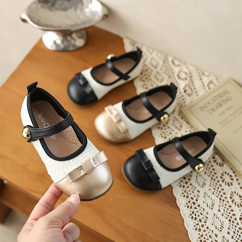 

Новые детские кожаные туфли 2026 года с бантом, повседневные школьные туфли для девочек, модные детские туфли Мэри Джейн в стиле пэчворк для вечеринок