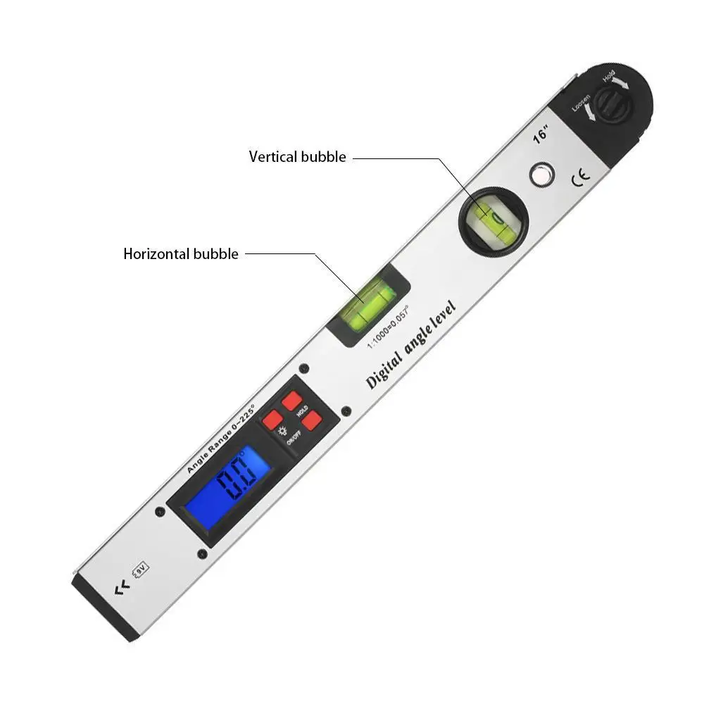 

225 ° digital protractor, digital display, horizontal ruler, goniometer, digital goniometer, electronic protractor, LCD display